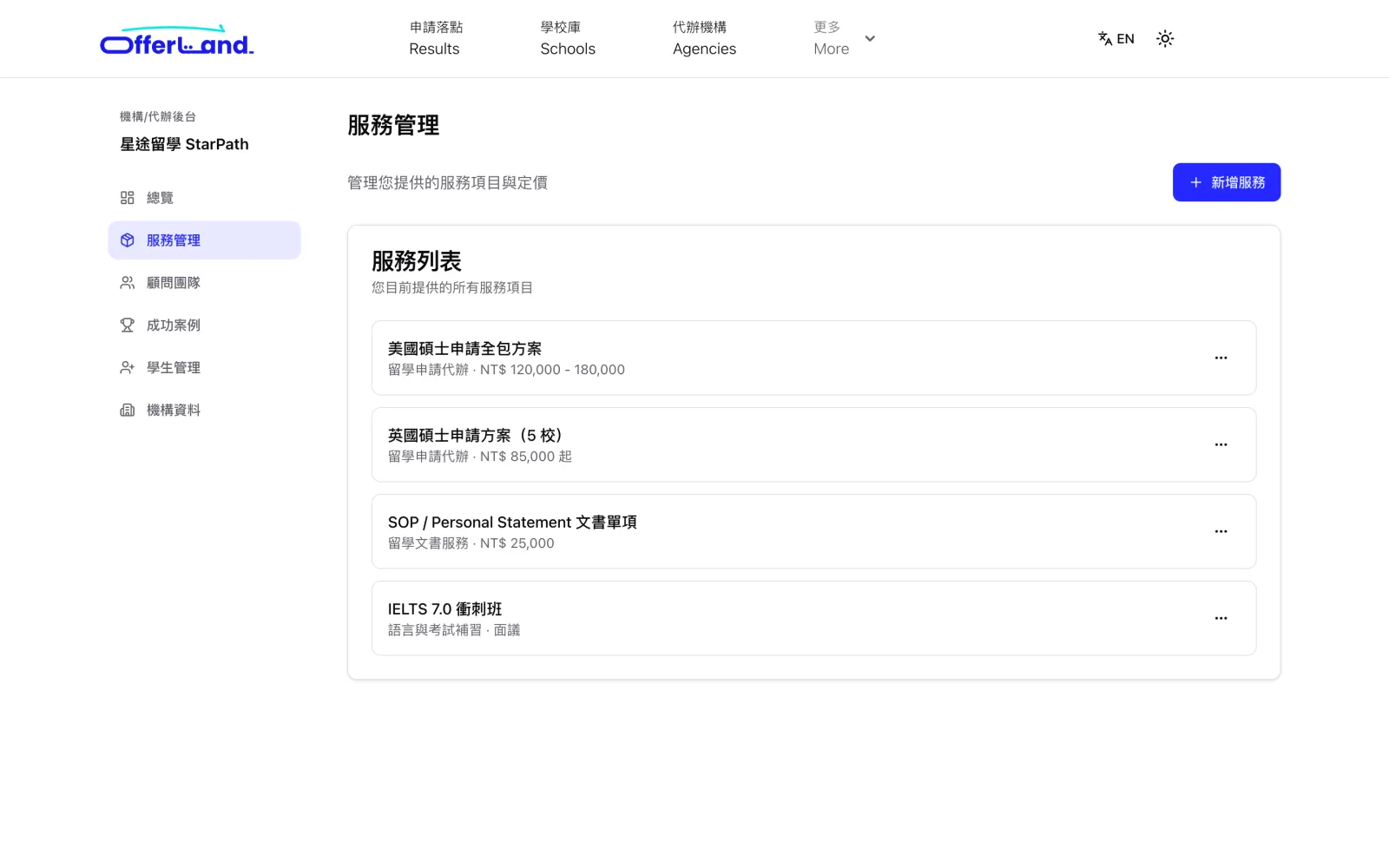 服務管理:服務方案與價格